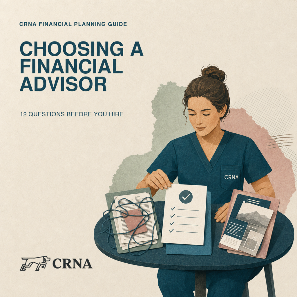 CRNA comparing three financial advisor proposals before hiring.