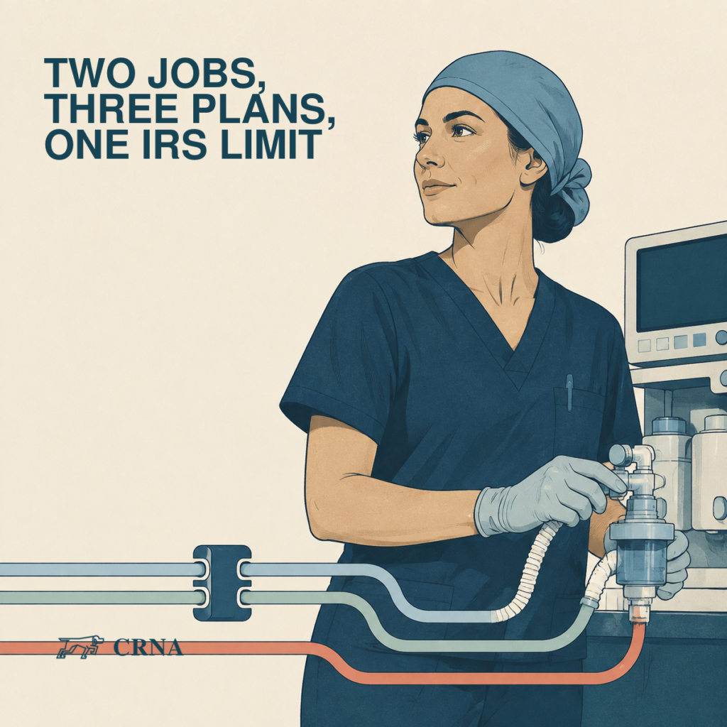 CRNA coordinating hospital and independent retirement plans through an anesthesia circuit metaphor.